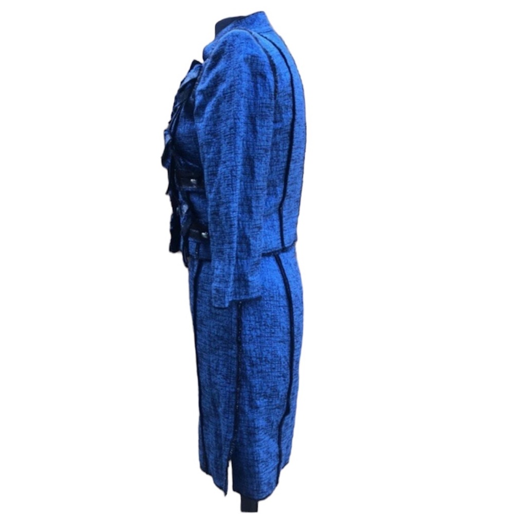 Marc Jacobs Collection Resort 2010 Metallic Blue Tweed Embellished Skirt Suit - Picture 4 of 13